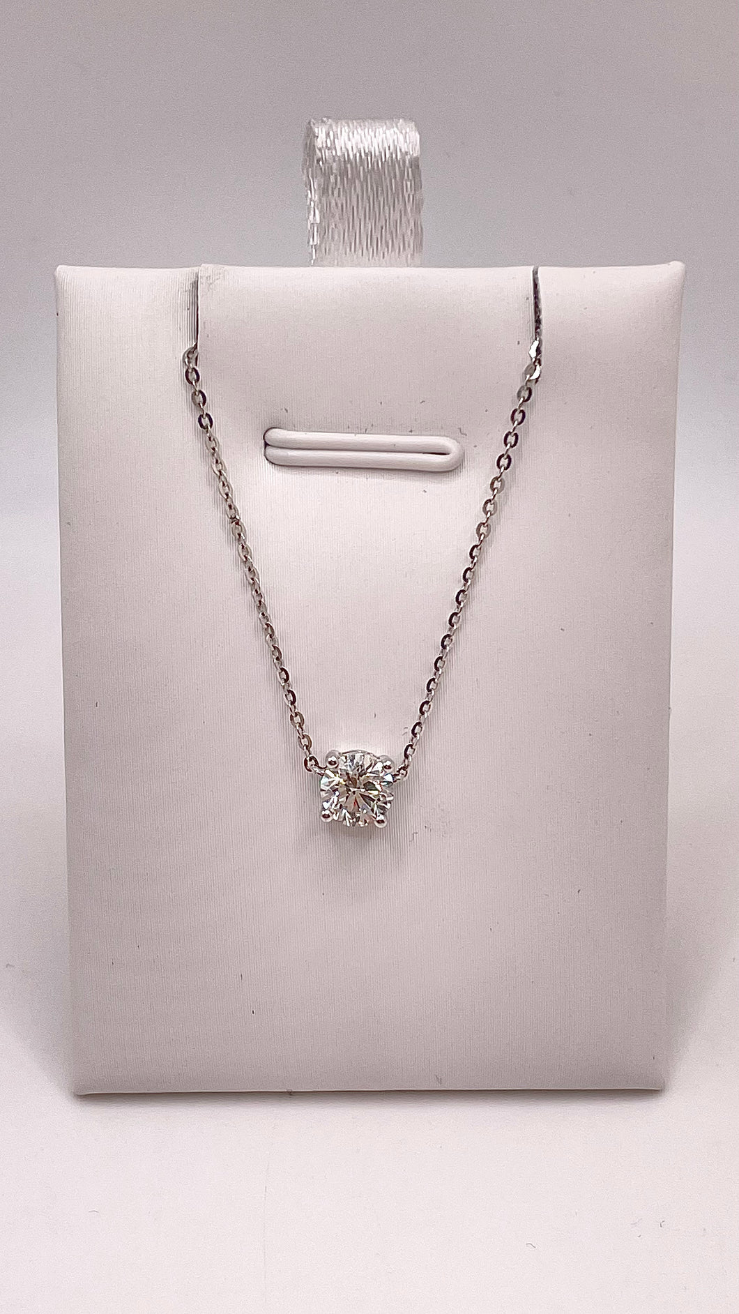 Approx 0.50 CT. Natural Diamond Solitaire Four Prong Necklace In 18 KT White Gold