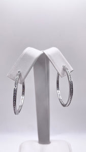 Women’s Silver Hoop Earrings In Silver With CZ