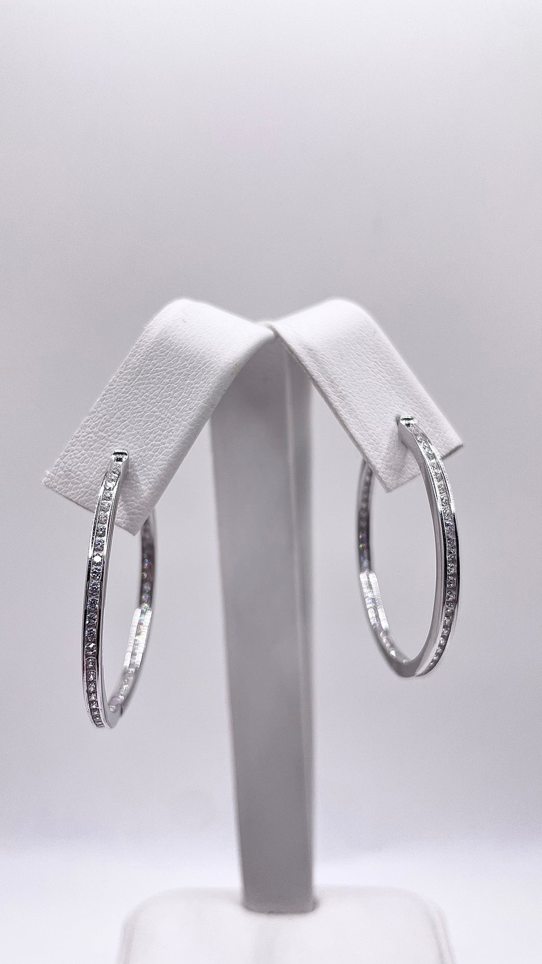 Women’s Silver Hoop Earrings In Silver With CZ