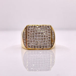 1.02 CT. Natural Diamond Men’s Square Ring In 10 KT Yellow Gold