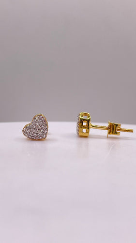 0.14 CT. Natural Diamond Heart Shape Stud Earrings In 10 KT Yellow Gold