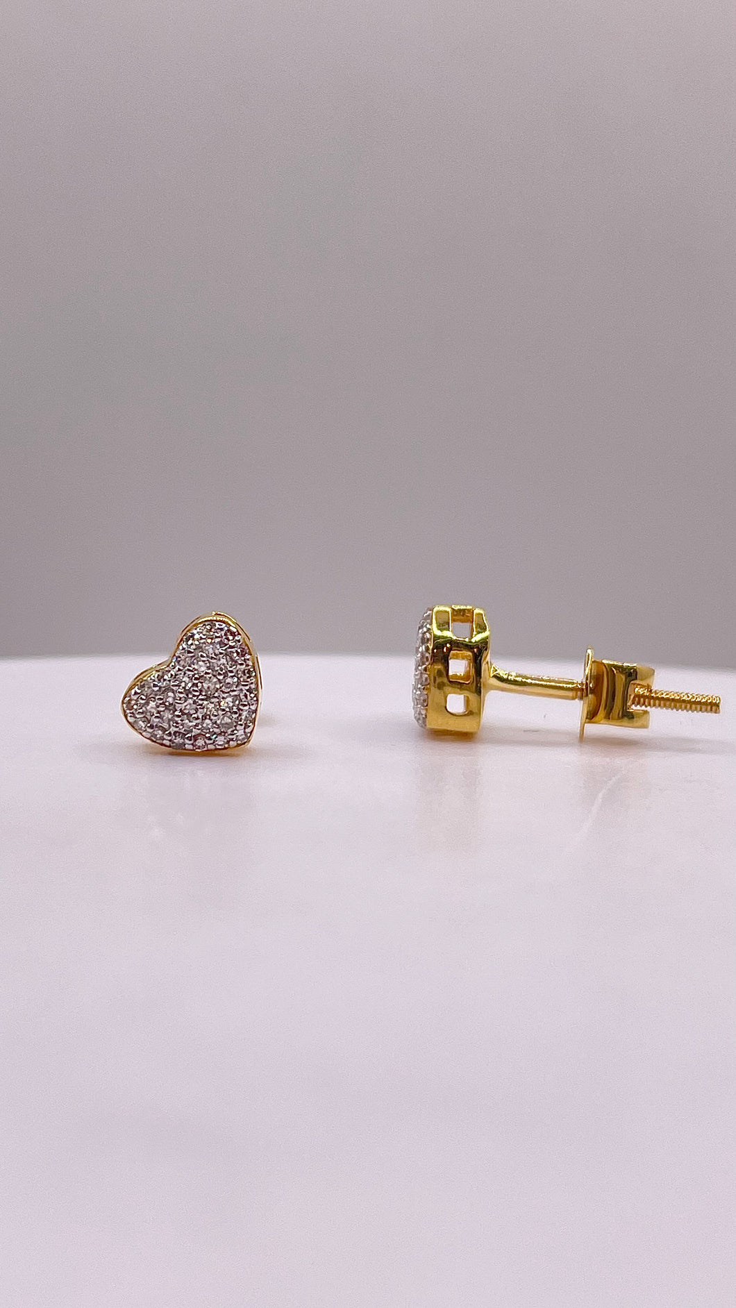 0.14 CT. Natural Diamond Heart Shape Stud Earrings In 10 KT Yellow Gold