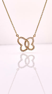 Women’s Double Heart CZ Pendent & Cable Link Chain In 10 KT Yellow Gold