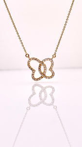 Women’s Double Heart CZ Pendent & Cable Link Chain In 10 KT Yellow Gold