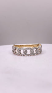 Cuban Link Ring In 10 KT Yellow Gold With CZ