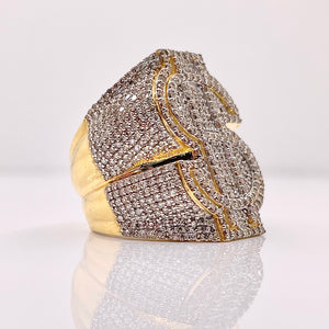 3.45 CT. Natural Diamond Dollar Sign Ring In 10 KT Yellow Gold
