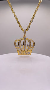 1.32 CT. Natural Diamond King Pendent & Rope Chain Combo In 10 KT Yellow Gold