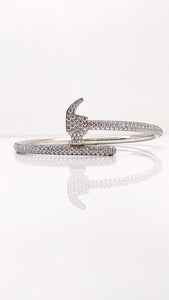 6.35 CT. Natural Diamond Hammer Bangle In 18 KT White Gold