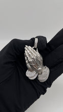 Load image into Gallery viewer, Men’s Praying Hands Pendent In Silver With CZ