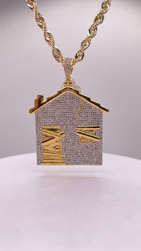 2.31 CT. Natural Diamond Trap House Pendant In 10 KT Yellow Gold