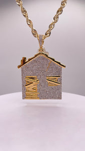 2.31 CT. Natural Diamond Trap House Pendant In 10 KT Yellow Gold