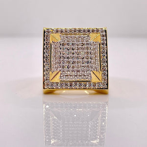 1.81 CT. Natural Diamond Men’s Square Shape Ring In 10 KT Yellow Gold