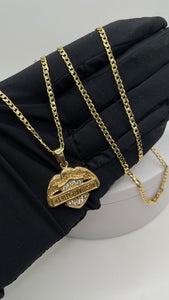 Harley-Davidson Pendent & Curb Chain Combo In 10 KT Yellow Gold