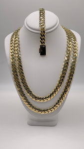 9mm Solid Miami Cuban Link Chain In 10 KT Yellow Gold