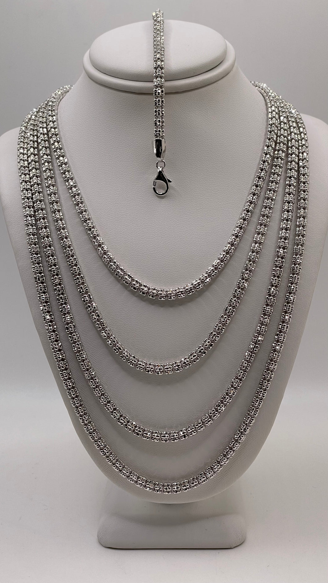 4.0mm Diamond Cut Icy Link Chain In 10 KT White Gold