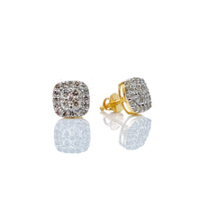 Load image into Gallery viewer, 0.56 CT. Natural Diamond Square Shape Stud Earrings In 10 KT Yellow Gold