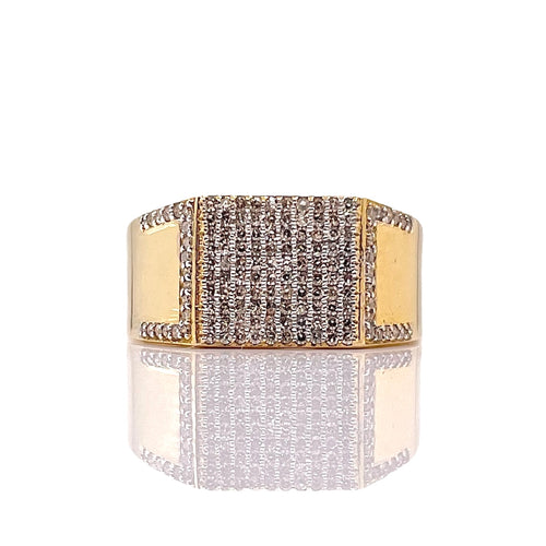 0.55 CT. Natural Diamond Men’s Square Shape Ring In 10 KT Yellow Gold