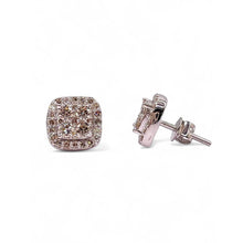 Load image into Gallery viewer, 0.90 CT. Natural Diamond Men’s Stud Earrings In 10 KT White Gold