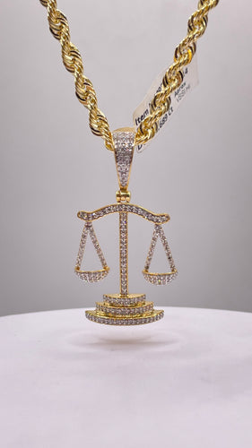 0.68 CT. Natural Diamond Scale Pendant & Rope Chain Combo In 10 KT Yellow Gold