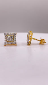 0.46 CT. Natural Diamond Square Shape Stud Earrings In 10 KT Yellow Gold