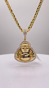 0.39 CT. Natural Diamond Buddha Pendent In 10 KT Yellow Gold