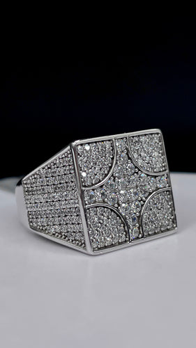 Silver Men’s Square Shape Ring With CZ