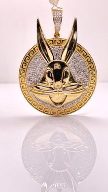 2.20 CT. Natural Diamond Bugs Bunny Pendent In 10 KT Yellow Gold