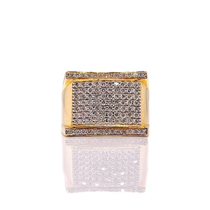 1.09 CT. Natural Diamond Square Shape Men’s Ring In 10 KT Yellow Gold