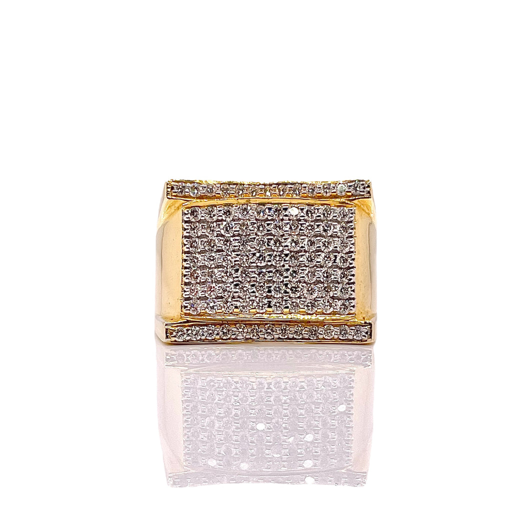1.09 CT. Natural Diamond Square Shape Men’s Ring In 10 KT Yellow Gold