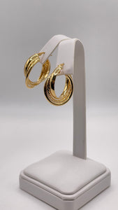 14 KT Yellow Gold Unique Hoop Earrings