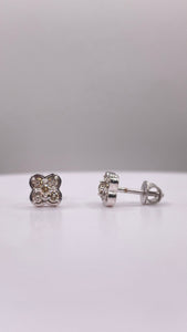 0.20 CT. Natural Diamond Flower Shape Stud Earrings In 10 KT White Gold