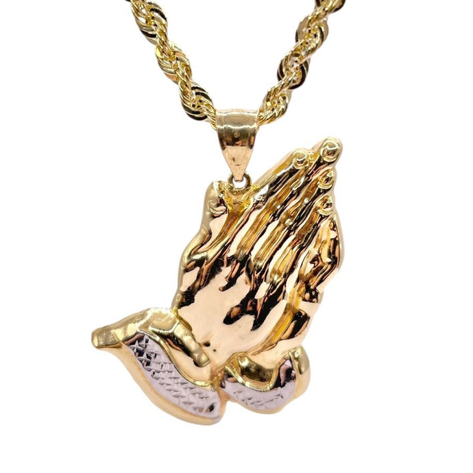 Prayer Hands Pendent In 10 KT Yellow & White Gold