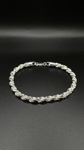 5mm Solid Rope Chain/Bracelet In Silver