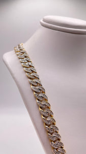 8.9mm Natural Diamond Cuban Link Chain In 10 KT Yellow Gold