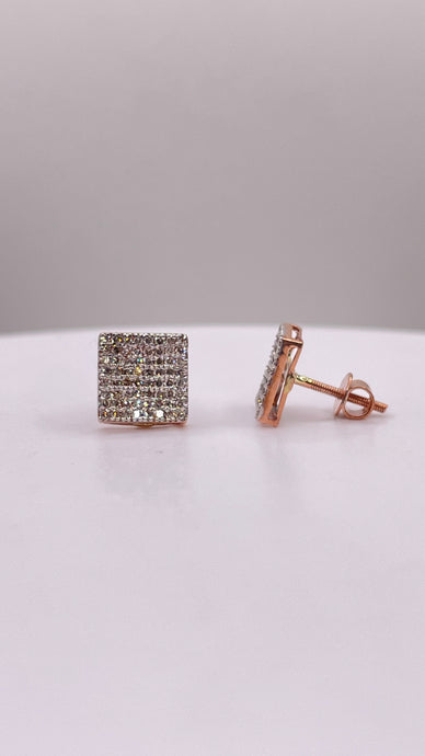 0.39 CT. Natural Diamond Square Shape Stud Earrings In 10 KT Rose Gold