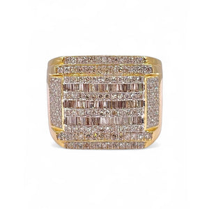 1.03 CT. Natural Diamond Square Shape Men’s Ring In 10 KT Yellow Gold