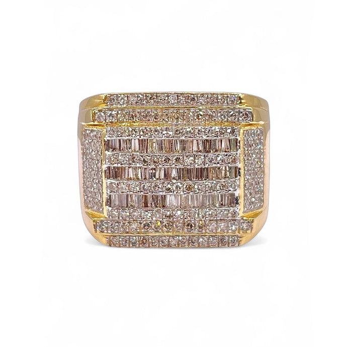 1.03 CT. Natural Diamond Square Shape Men’s Ring In 10 KT Yellow Gold