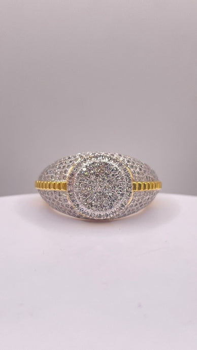 0.98 CT. Natural Diamond Circle Shape Men’s Ring In 10 KT Yellow Gold