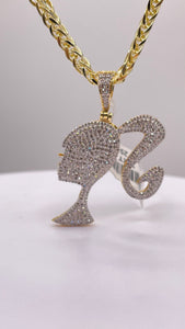 0.87 CT. Natural Diamond Barbie Pendent In 10 KT Yellow Gold