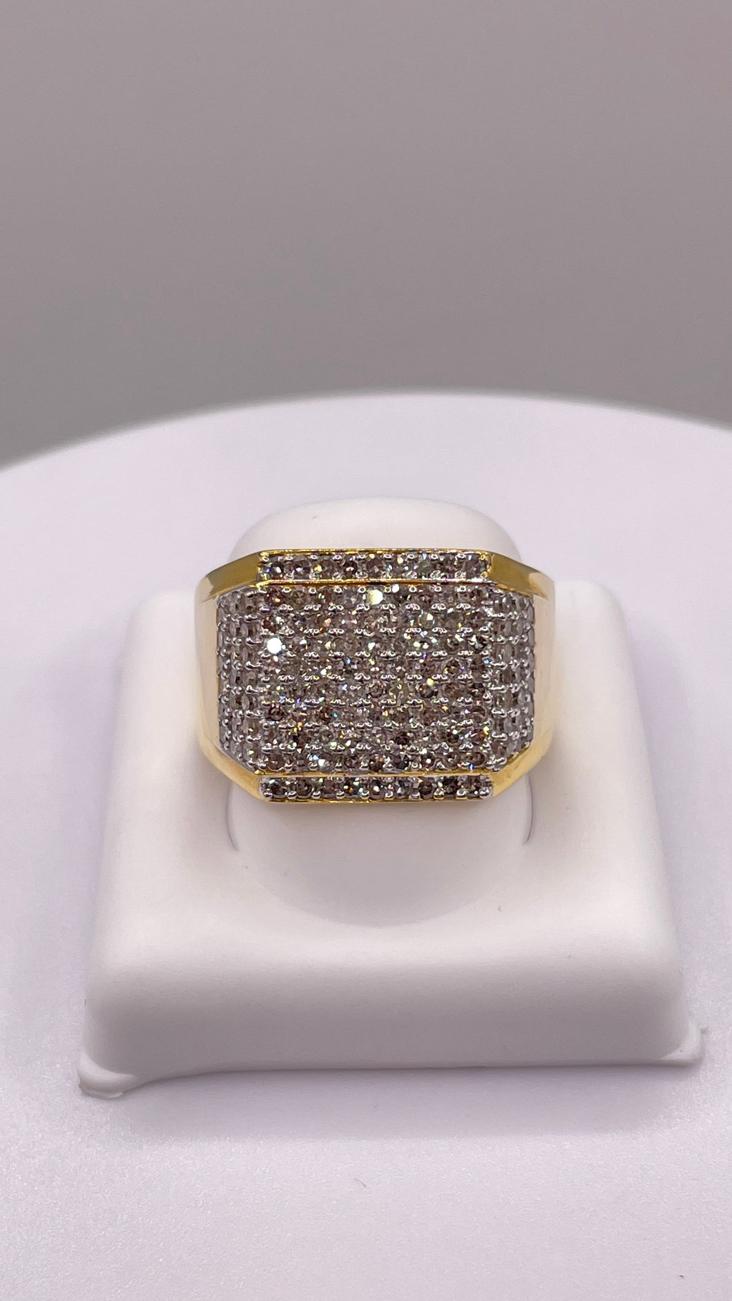 1.40 CT. Natural Diamond Square Shape Men’s Ring In 10 KT Yellow Gold