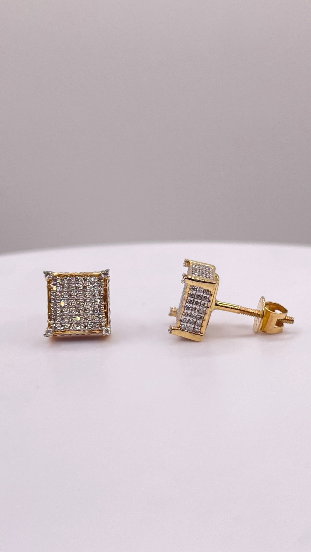 0.60 CT. Natural Diamond Square Shape Stud Earrings In 10 KT Yellow Gold