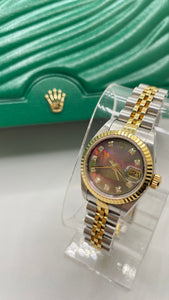 26mm Two-Tone Women’s DateJust Rolex Watch With Tahitian Mother Of Pearl Diamond Dial