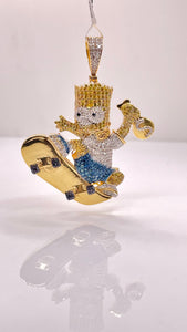 2.04 CT. Natural Diamond Bart Simpson Pendent In 10 KT Yellow Gold