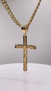 14 KT Yellow Gold Cross Pendent & Chain Combo