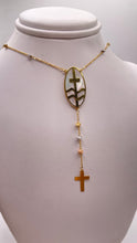Load image into Gallery viewer, Tri Colour Rosary Necklace In 10 KT Gold With Pearl