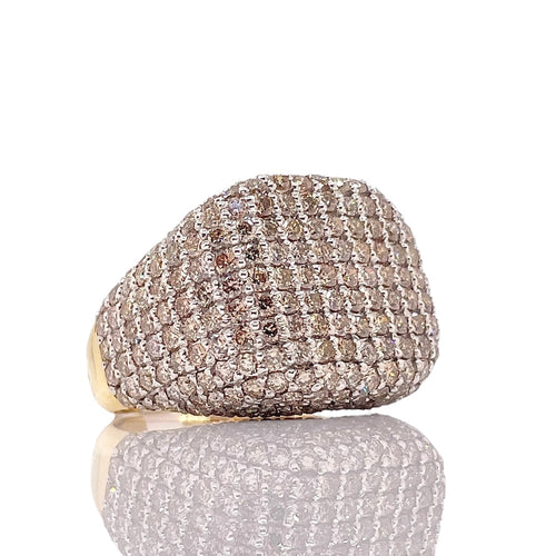5.53 CT. Natural Diamond Men’s Square Shape Ring In 10 KT Yellow Gold