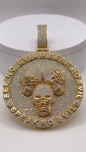 Load image into Gallery viewer, Approx 30.0 CT. Lab Diamond Hear No Evil, See No Evil, Speak No Evil Pendent In 10 KT Yellow Gold