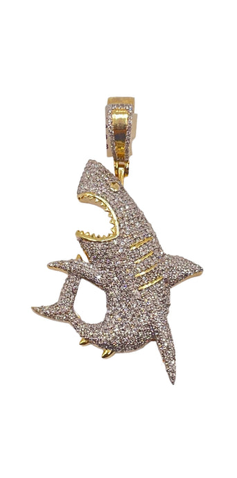 2.16 Ct. Diamond Shark Pendent In 10 KT Yellow Gold