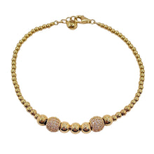 Load image into Gallery viewer, 14 KT Yellow Gold Ball Bracelet With Cubic Zirconias