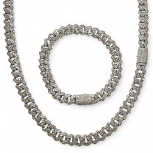 Load image into Gallery viewer, Natural Diamond Cuban Chain &amp; Bracelet Combo In 10 KT White Gold